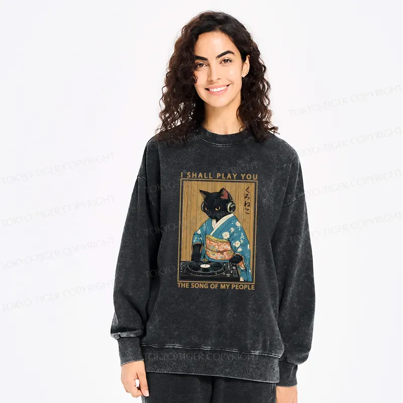 Funny Black Cat Sweatshirt for Daily Wear