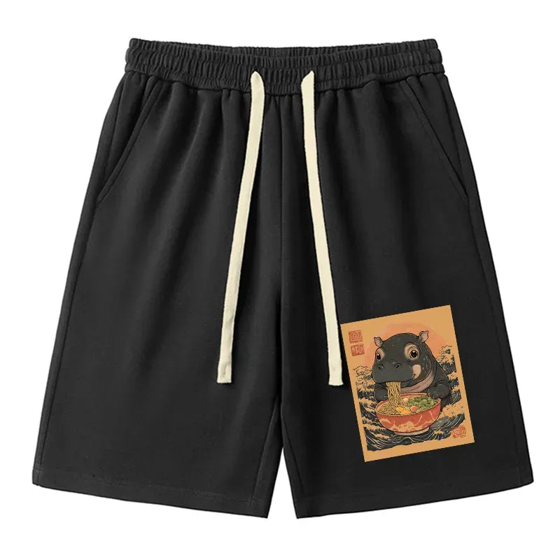 Kyoto-Lion Moo Deng Eat Ramen Unisex Shorts