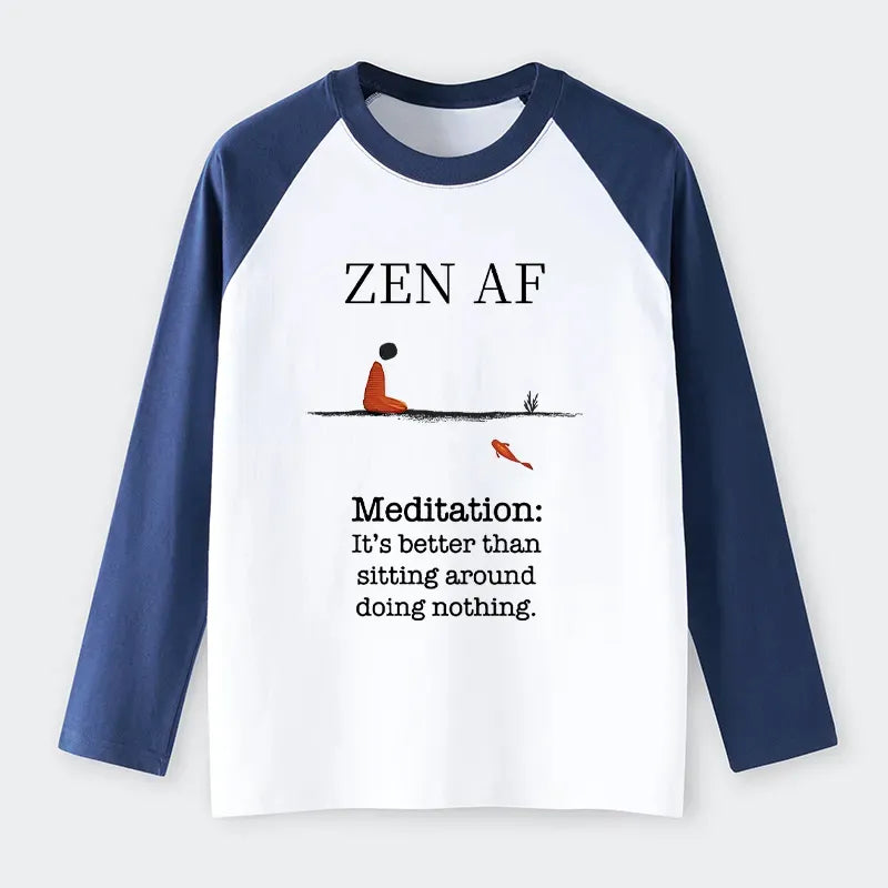 Kyoto-Lion Zen Vibes Only: The Power of Meditation Raglan Long Sleeve T-shirt