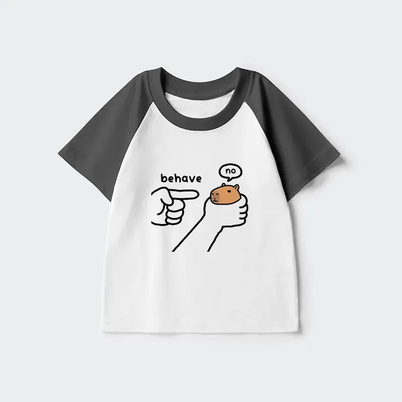 Kyoto-Lion Dishonest Capybara Kids Raglan T-shirt