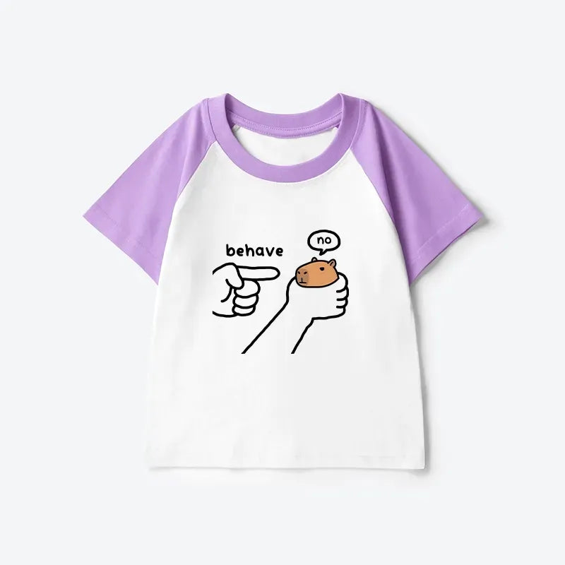 Kyoto Lion Japanese Capybara Raglan Shirt for Kids