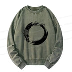 Japanese Dragon Washed Sweatshirt for Daily Wear