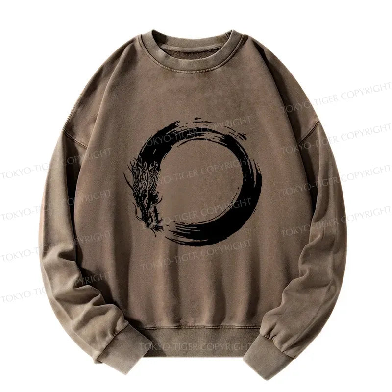 Kyoto-Lion Dragon's Circle Washed Sweatshirt