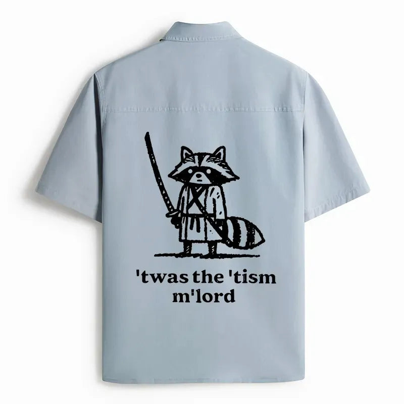 Kyoto-Lion Focused Samurai Raccoon Work Shirt
