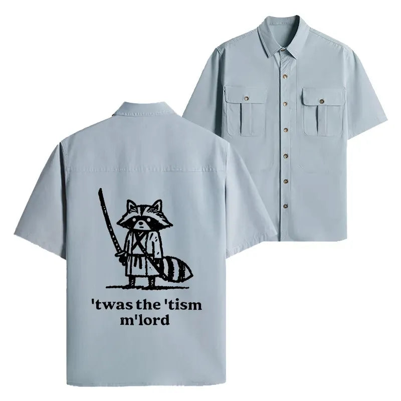 Japanese Samurai Raccoon Work Shirt