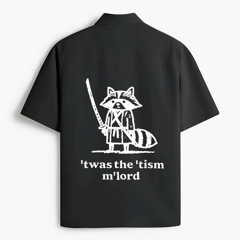 Kyoto-Lion Focused Samurai Raccoon Work Shirt