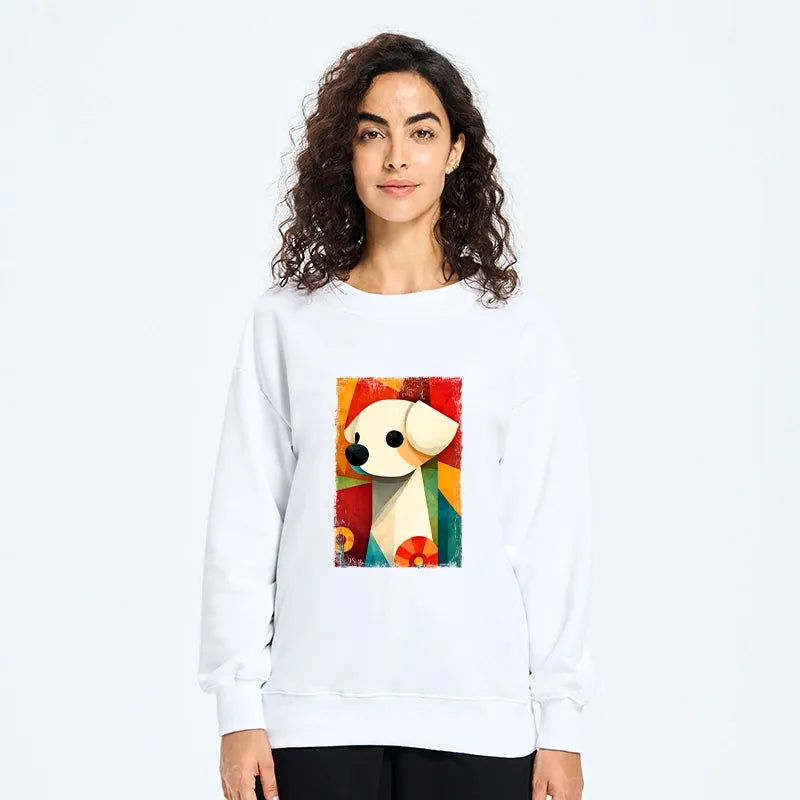 Kyoto-Lion Retro Abstract Color Block Puppy Art Classic Sweatshirt