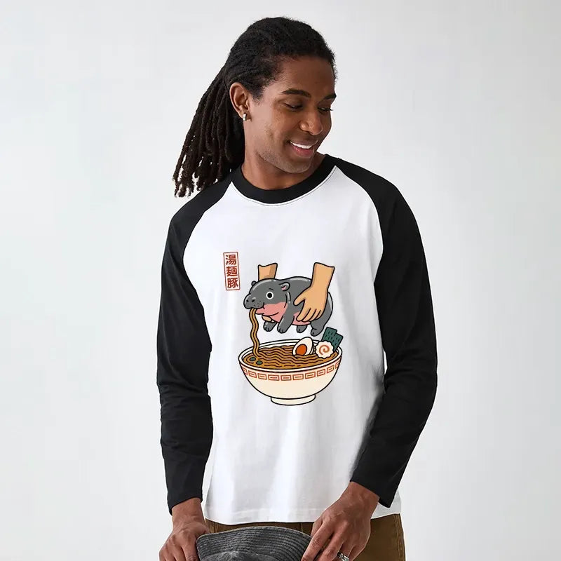 Japanese Raglan Long Sleeve T-shirt for Daily Wear