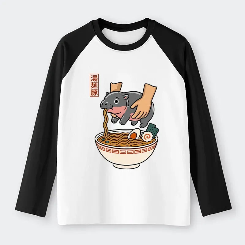 Kyoto-Lion Noodles Got Me Raglan Long Sleeve T-shirt