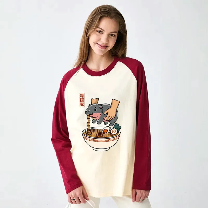 Kyoto Lion Noodles Vintage Style Tee for Streetwear