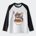 Long Sleeve Raglan Shirt with Japanese Print