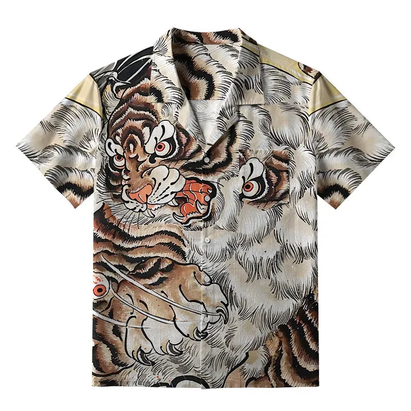 Fierce Tiger Print Hawaiian Shirt for Men