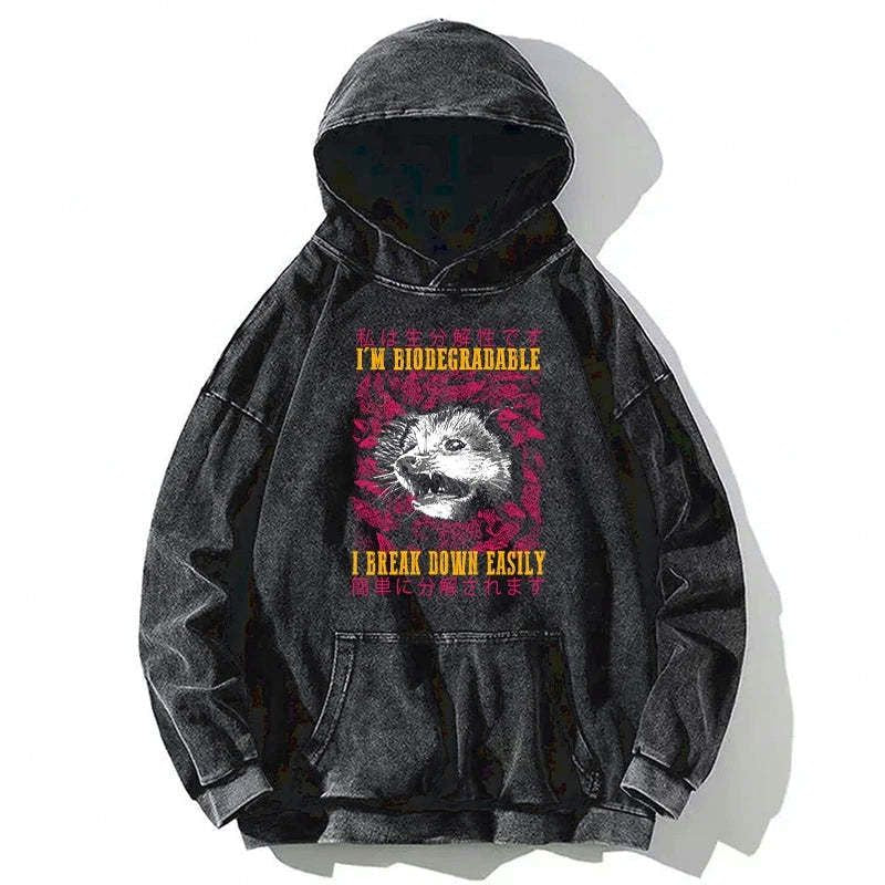 kyoto lion washed opossum hoodie unisex