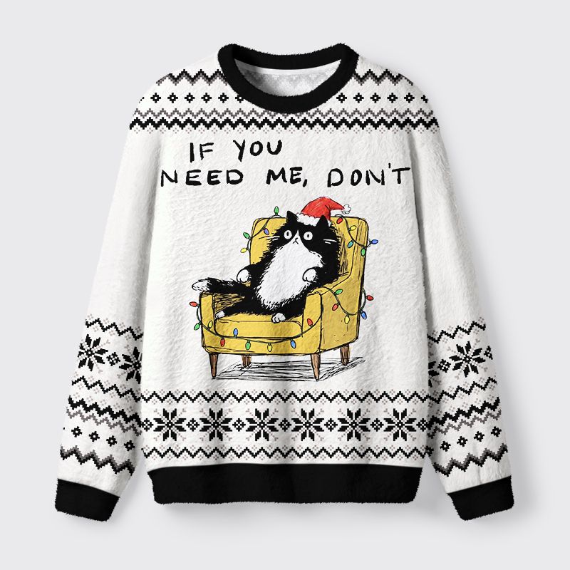 Kyoto-Lion Unavailable Cat Fuzzy Christmas Ugly Sweatshirt
