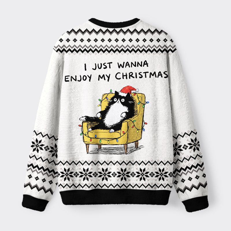 Kyoto-Lion Unavailable Cat Fuzzy Christmas Ugly Sweatshirt