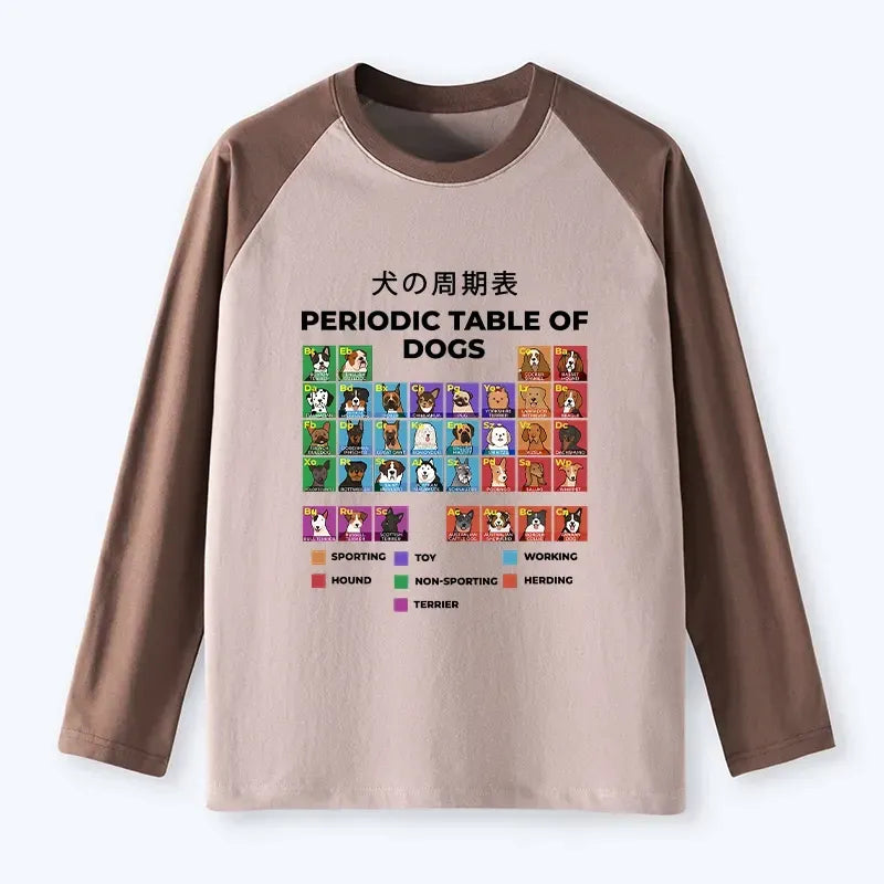 periodic table of dogs raglan t-shirt