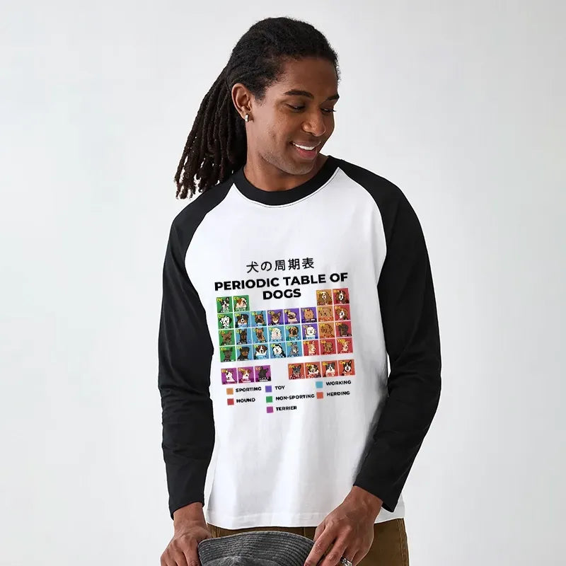 periodic table of dogs raglan t-shirt