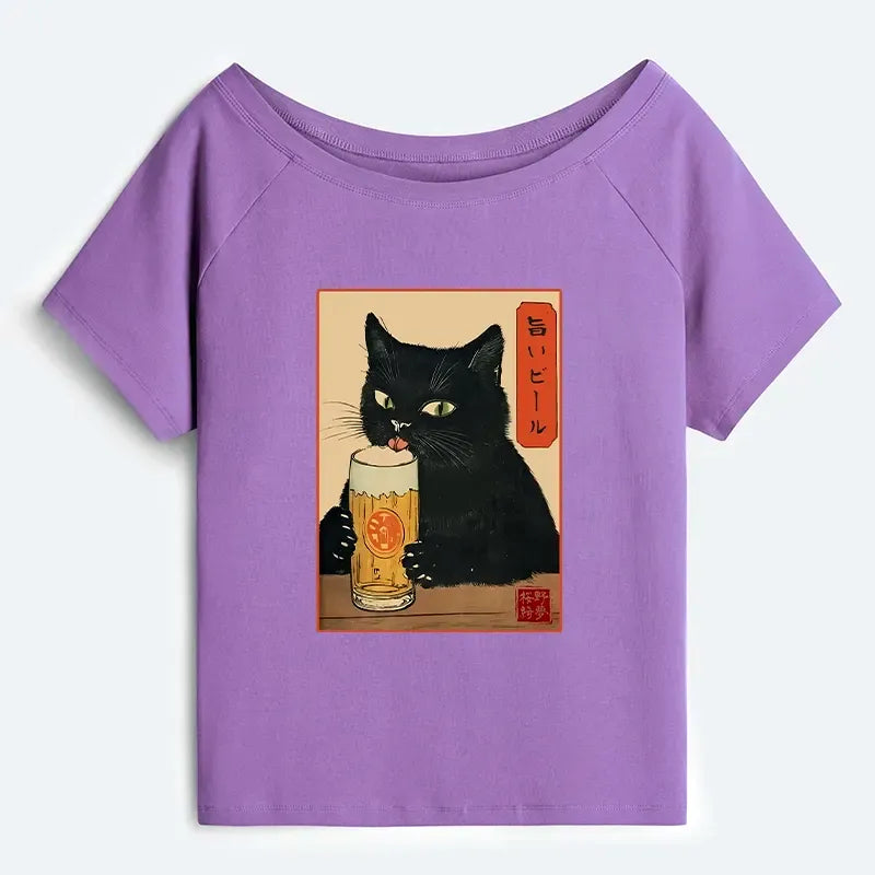 Kyoto Cat Beer T-Shirt for Vacation
