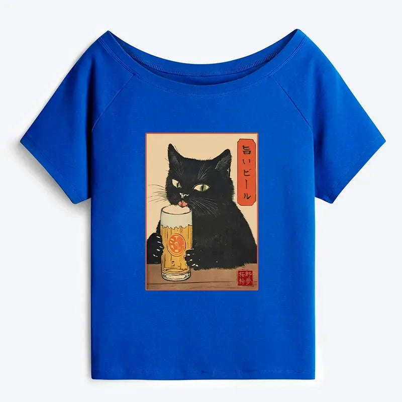 Kyoto Cat Beer T-Shirt for Vacation