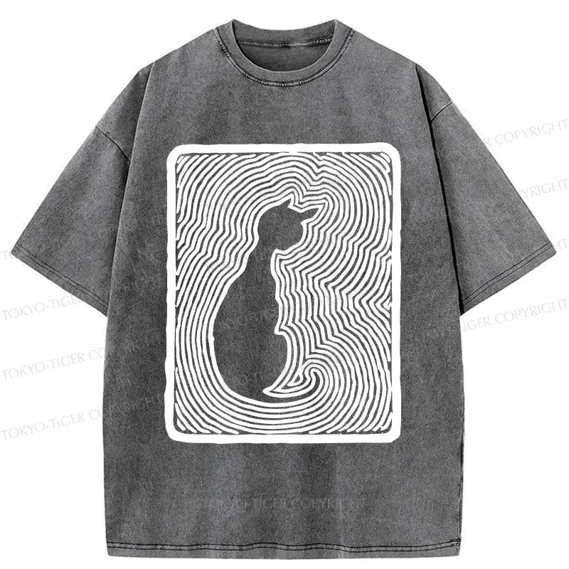 Kyoto-Lion Woodcut Kitten Washed T-Shirt