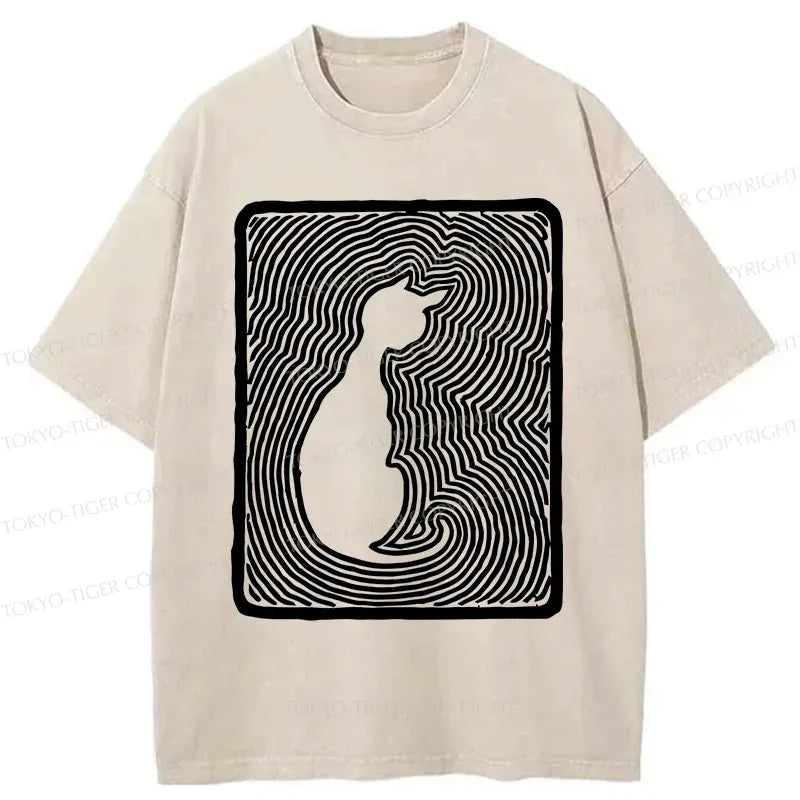 Kyoto-Lion Woodcut Kitten Washed T-Shirt