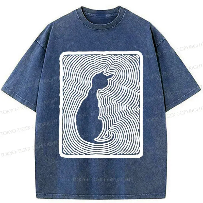 Kyoto-Lion Woodcut Kitten Washed T-Shirt