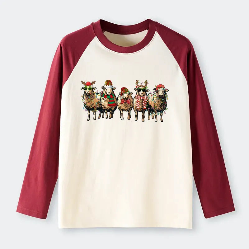 Japanese Christmas Sheep Raglan T-shirt