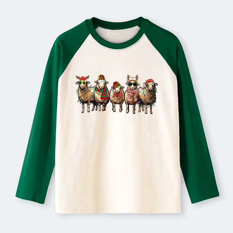 Japanese Christmas Sheep Raglan T-shirt