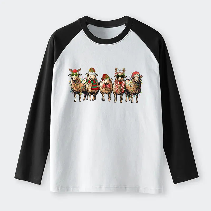 Japanese Christmas Sheep Raglan T-shirt