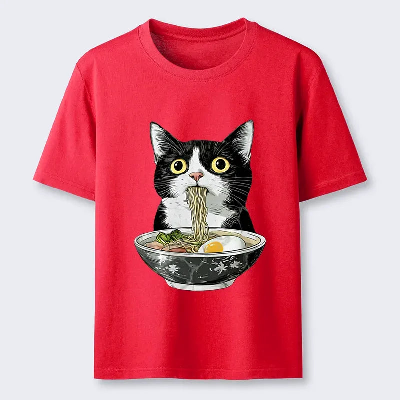 Cute Cat Eating Ramen Japanese Classic T-Shirt