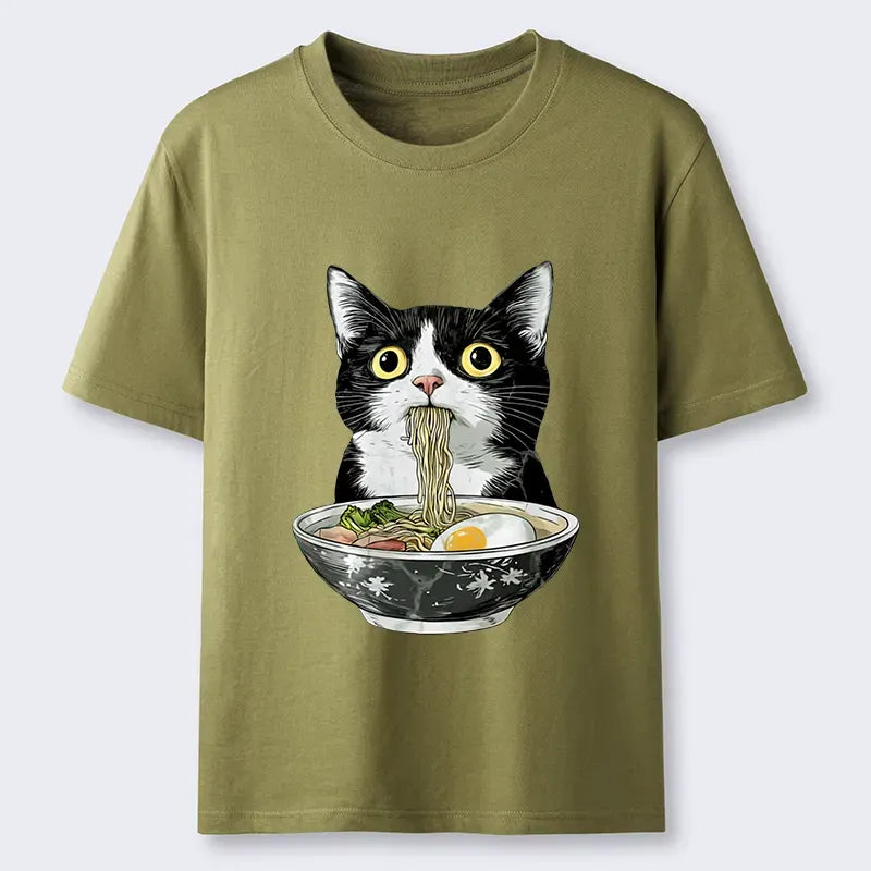 Kyoto Lion Cat Ramen Unisex Cotton Tee
