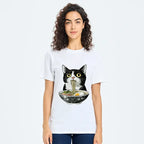 Comfortable Japanese Cat Ramen T-Shirt for Daily Wear