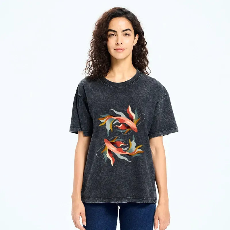 Vintage Ukiyo-e Koi T-Shirt Free Shipping