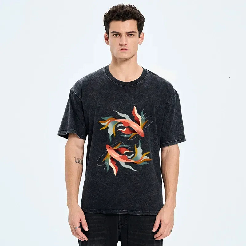 Unisex Cotton Koi T-Shirt for Summer