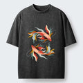 Japanese Koi Fish Washed T-Shirt for Daily Wear