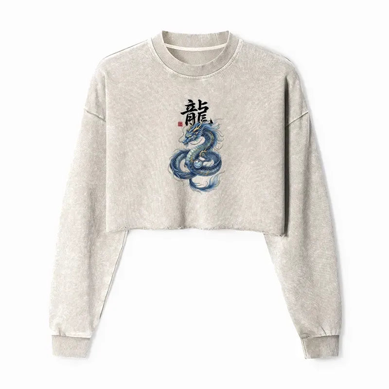 Japanese Mythic Dragon Crop Sweatshirt