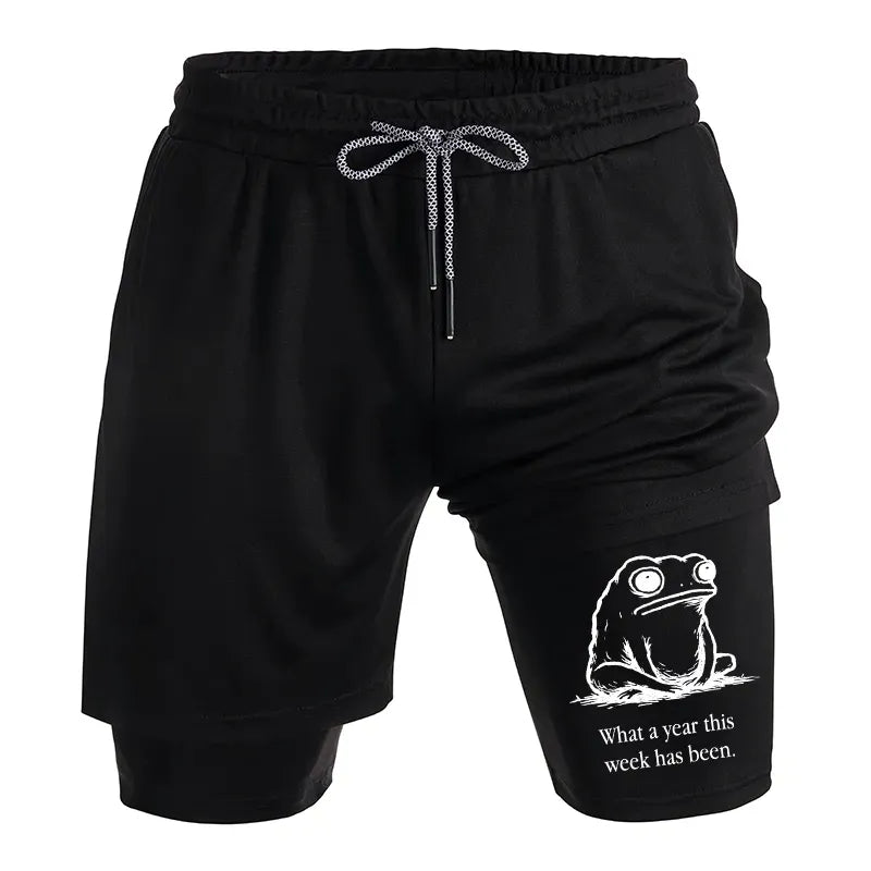 Unisex gym shorts with Japanese lion design
