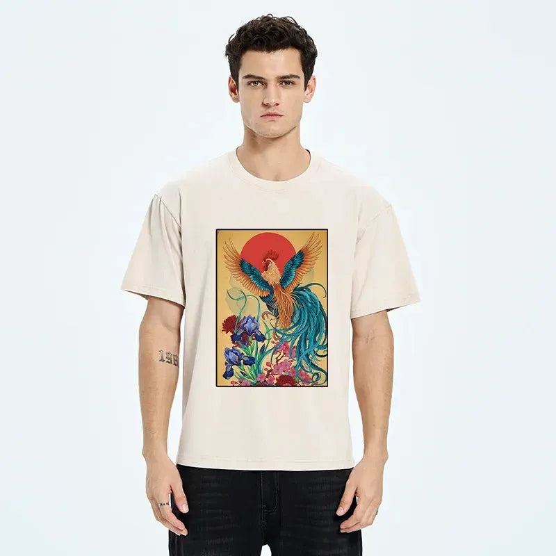 Kyoto-Lion Phoenix Chicken Washed T-Shirt
