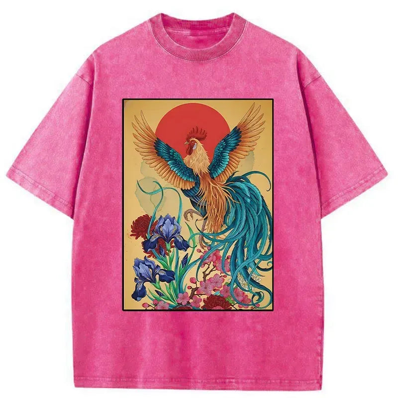 Kyoto-Lion Washed T-Shirt for Summer