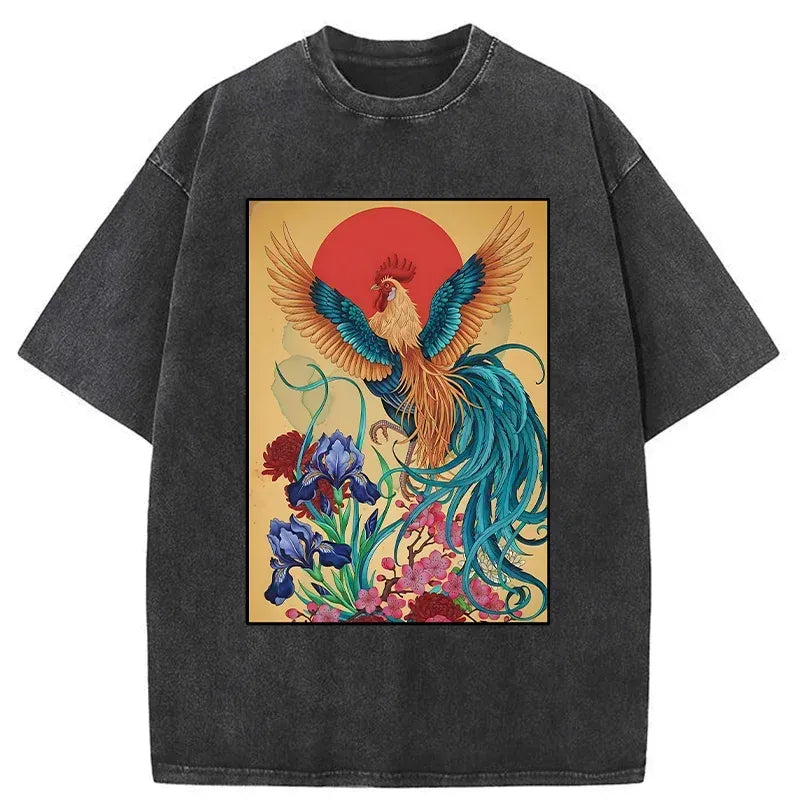 Kyoto-Lion Washed T-Shirt for Summer