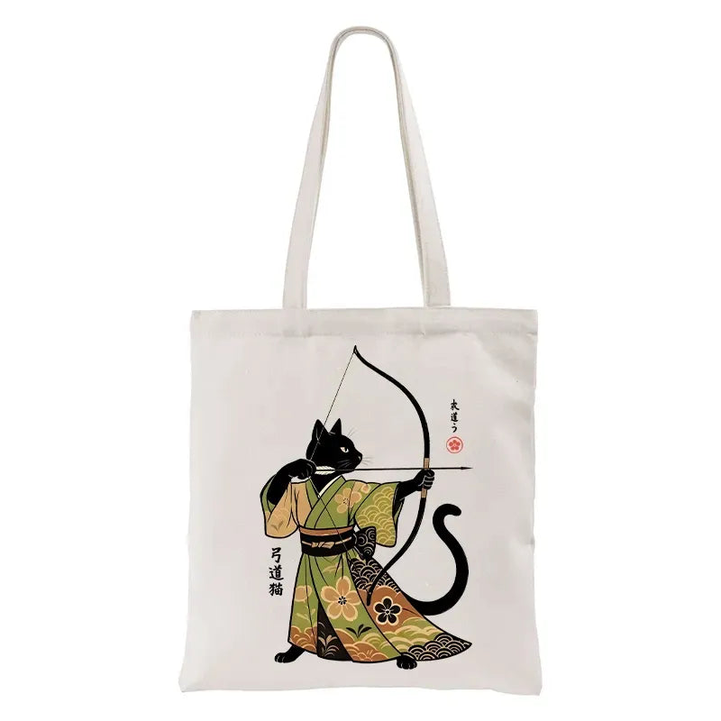 Japanese Cat Archery Tote Bag