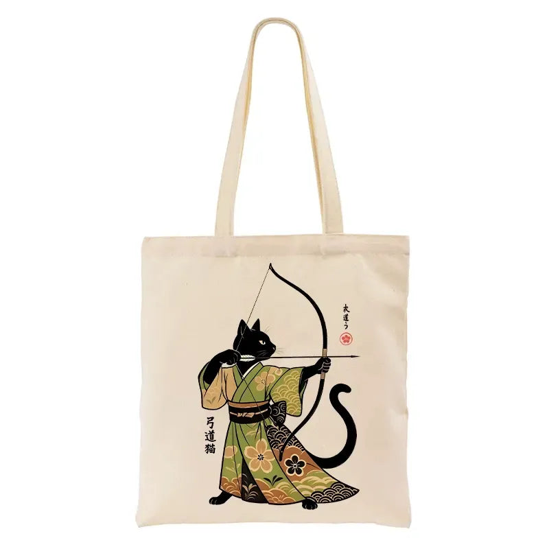 Kyoto-Lion Japan Cat Archery Tote Bag