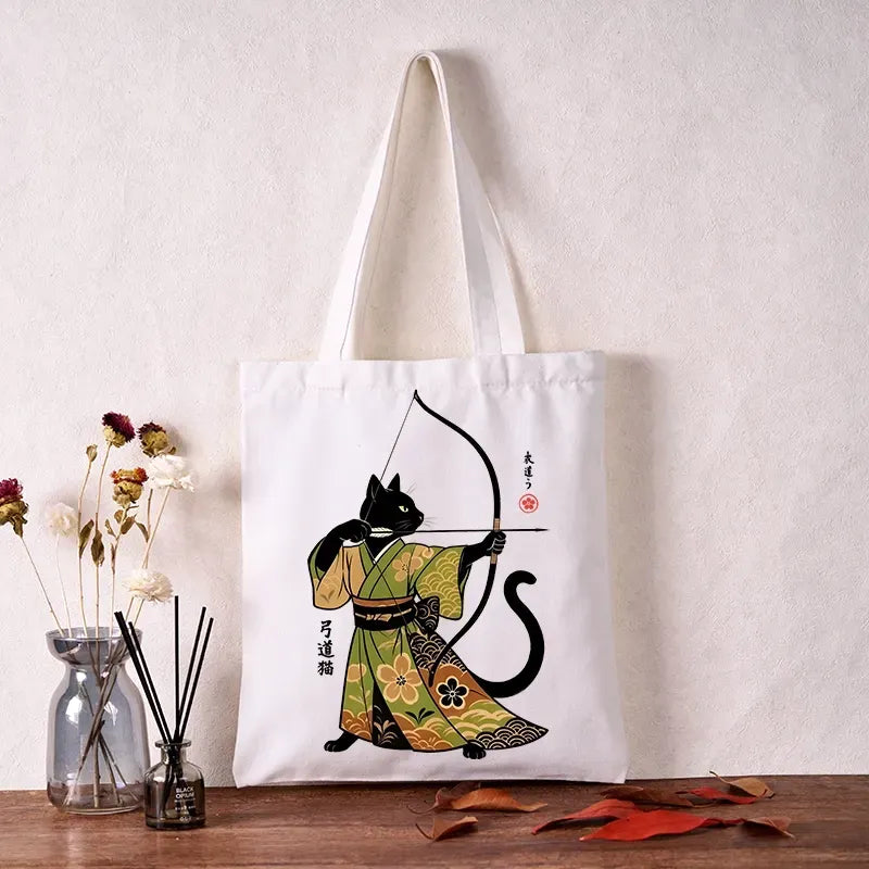 Japanese Cat Archery Tote Bag