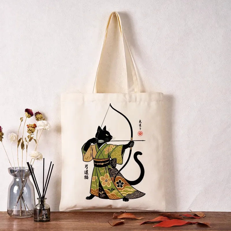 Kyoto-Lion Japan Cat Archery Tote Bag