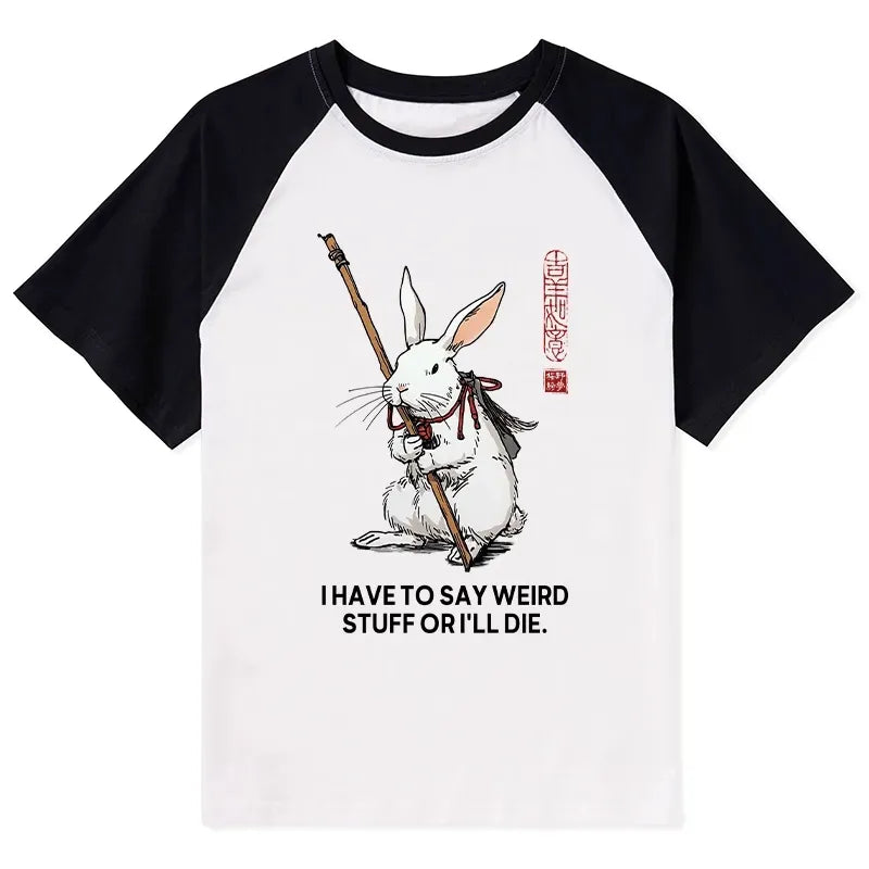 Kyoto Rabbit Japanese raglan tee for everyday