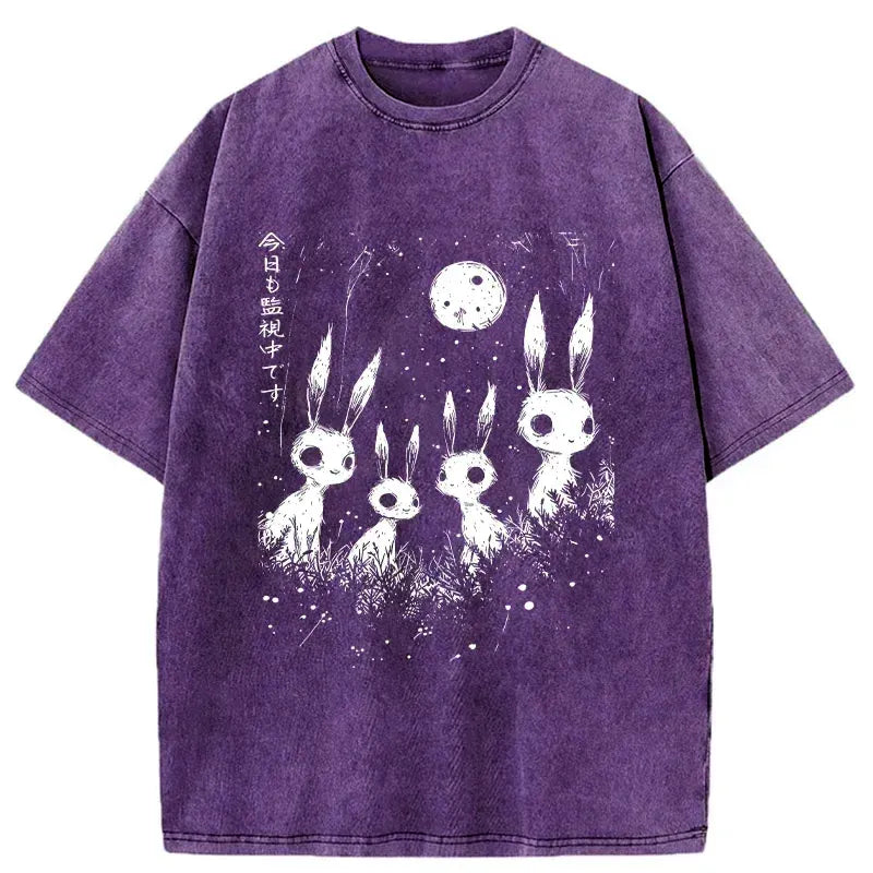 Kyoto-Lion Rabbit Is Watching You Washed T-Shirt