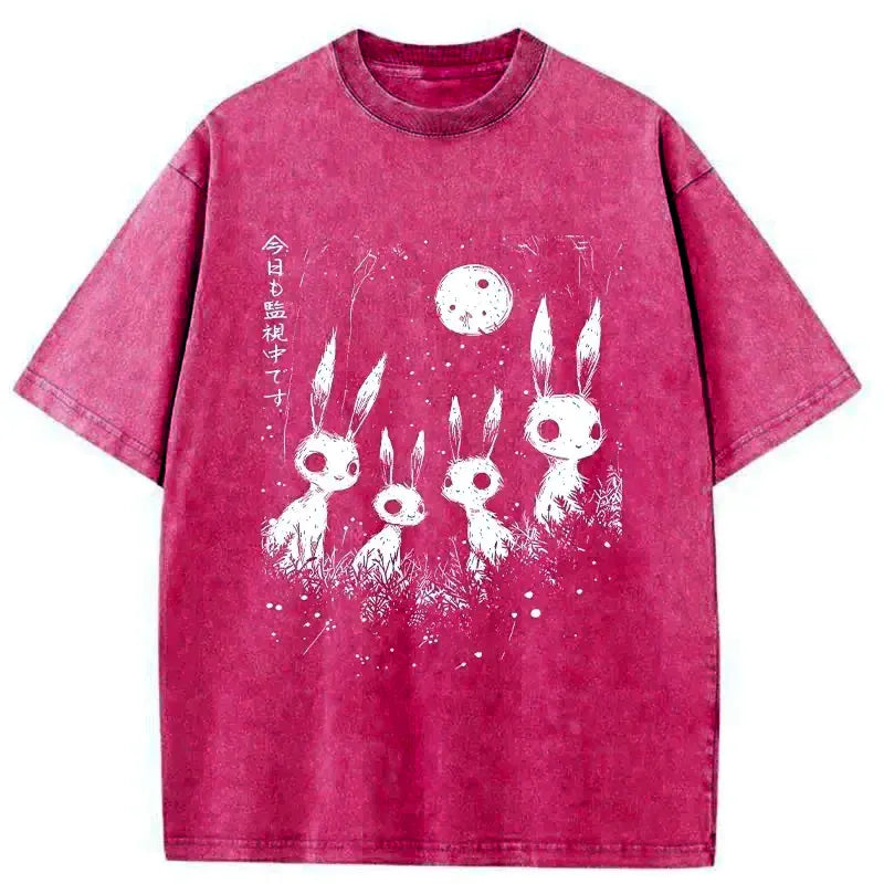 Kyoto Lion Rabbit Watching You Casual Tee