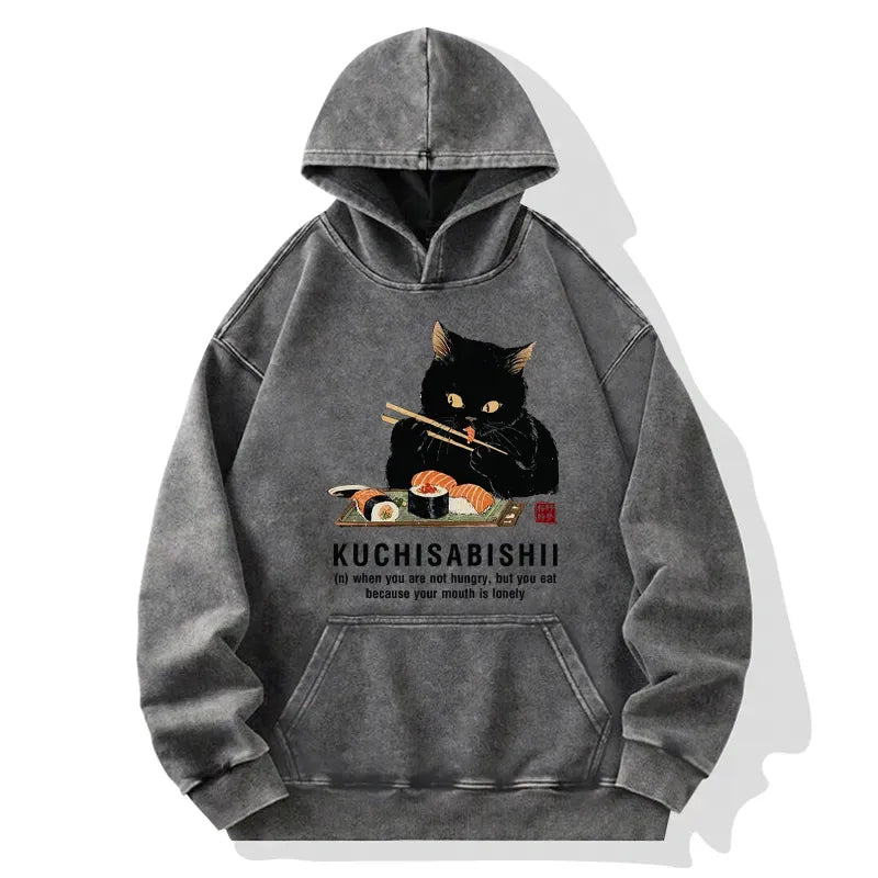 Kyoto-Lion Cat£ºNot Hungry, Just Bored Washed Hoodie