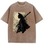 Cat Samurai Ukiyo-e T-Shirt for Streetwear