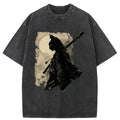 Cat Samurai Ukiyo-e T-Shirt for Streetwear